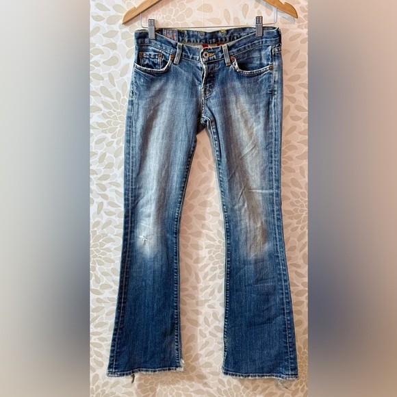 Vintage Y2K Lucky Brand Gene Montesano Lil Maggie Low Rise Distress Flare Jeans - Picture 1 of 16